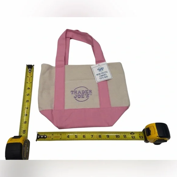 Trader Joe’s 2026 Mini Pastel Canvas Tote Bag Set Of 4 New - Picture 2 of 6